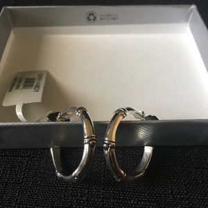 Small sterling silver bamboo hoops